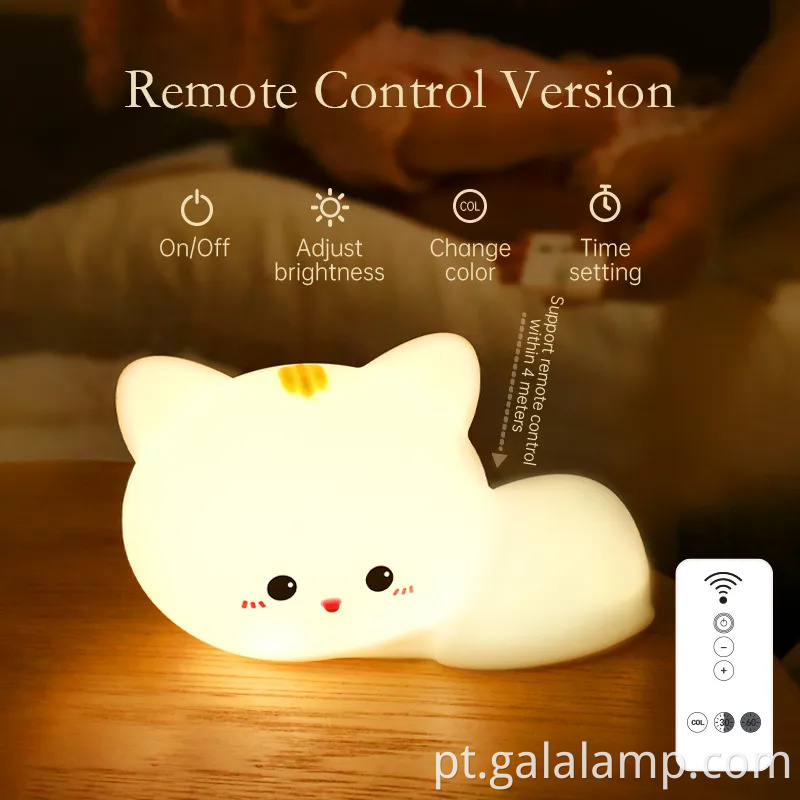 Adorável sensor de toque de silicone, lâmpada noturna para crianças